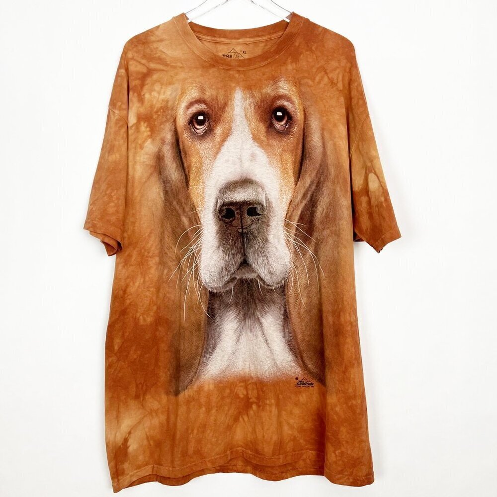 The Mountain Tee Adult XL Big Face Basset Hound Classic Tie-Dye Unisex T-Shirt